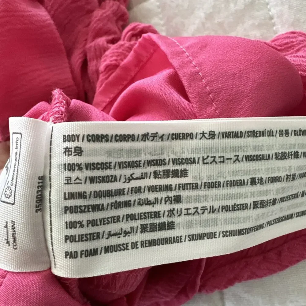 Hollister Mini Dress Womens XS Hot Pink Strappy Tiered Ruffle Babydoll Coquette - Picture 6 of 9